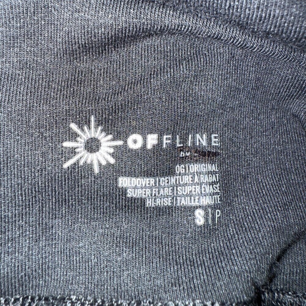Offline by Aerie OG Foldover Super Flare Leggings Womens Small Black Active NWOT - Picture 10 of 12